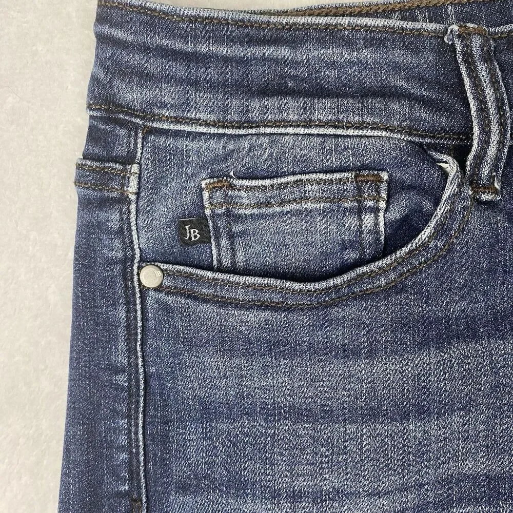 Judy Blue 82428 Slim Fit Cuffed Jeans Womens 13/31 Stretch Blue Dark Wash Denim